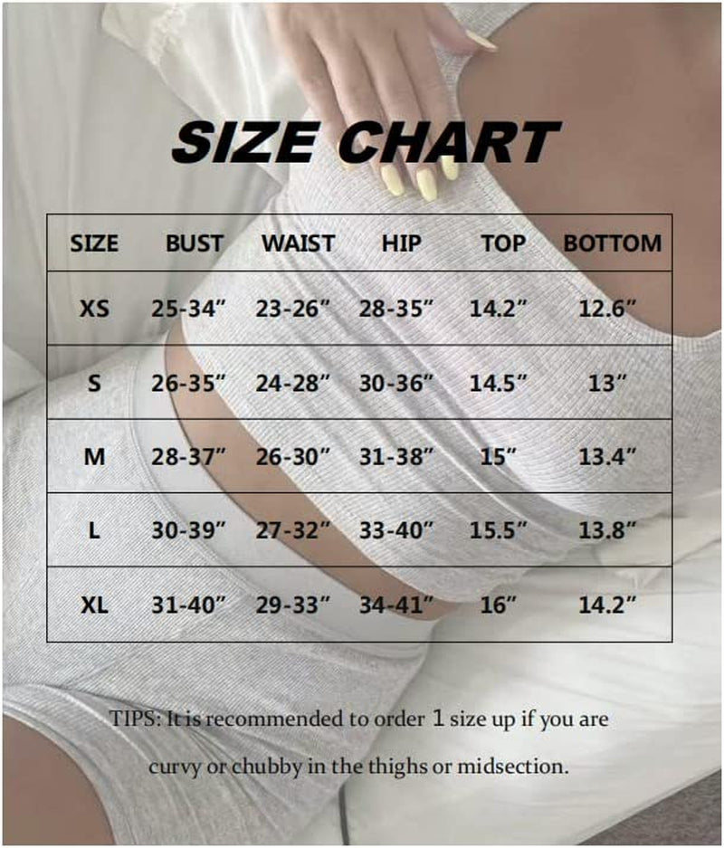 Casual Workout Sets Two Piece Outfits for Women Ribbed Crop Tank Top High Waist Leggings Active Wear
