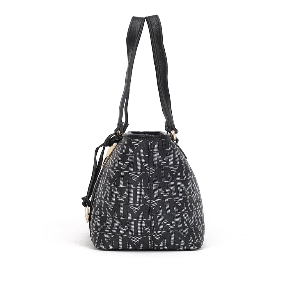 Vegan Leather Women'S Tote Bag, Small Tote Handbag, Pouch Purse & Wristlet Wallet Bag 4 Pcs Set by Mia K - Chocolate